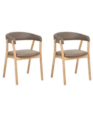 Set of 2 Dining Chairs MYLO Fabric Light Brown/ Brown_1068347