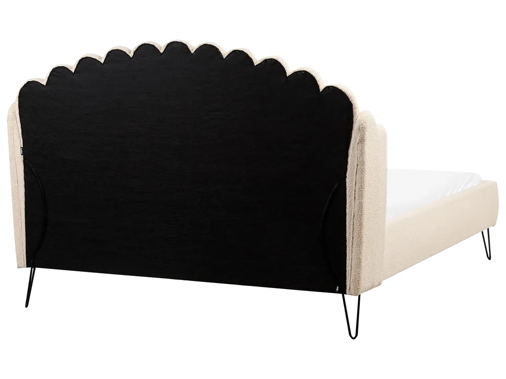 Bed Boucle AMBILLOU 160 x 200 cm (EU King Size) Beige_967545