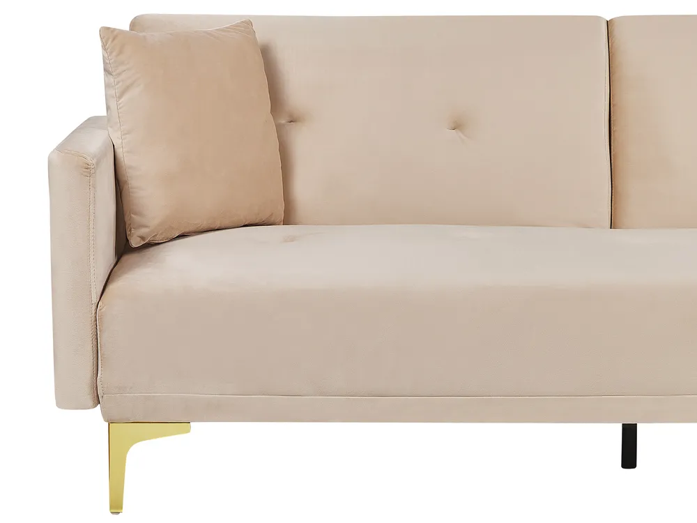 Sofa Bed 3 Seater LUCAN Velvet Beige_810440
