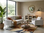 Living Room Set 4 Seater SAVALEN Fabric Light Grey_998170