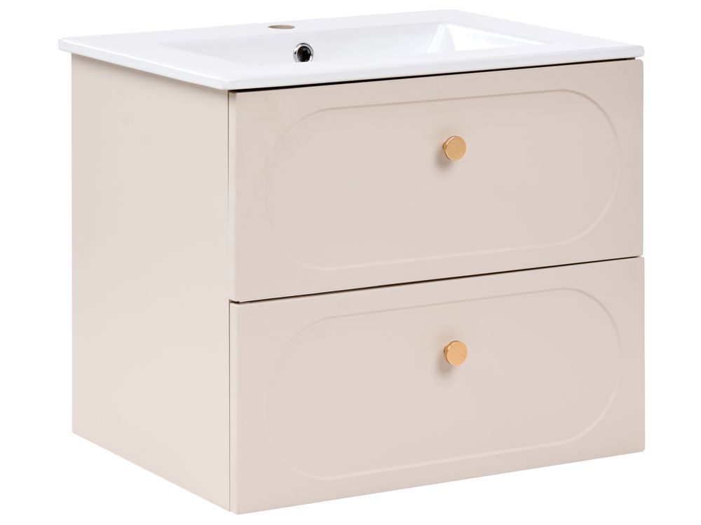 Väggmonterad kommod med tvättställ TARUMIR 60 cm Beige