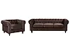 Sohvaryhmä 4-istuttava CHESTERFIELD Sametti Tummanruskea