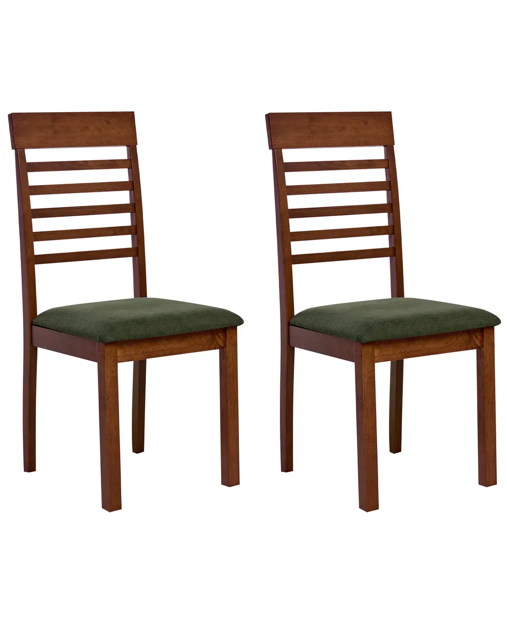Set of 2 Dining Chairs ORTLEY Wood Dark Brown/ Green