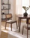 Set of 2 Dining Chairs EMBAR Wood Brown/ Taupe