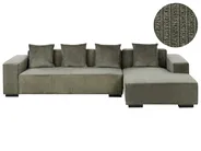Corner Sofa 4 Seater LUNGO Corduroy Green Left Hand_962276
