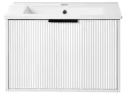 Wall Mounted Vanity Unit with Basin with Black Handle TILCARA White_1005976