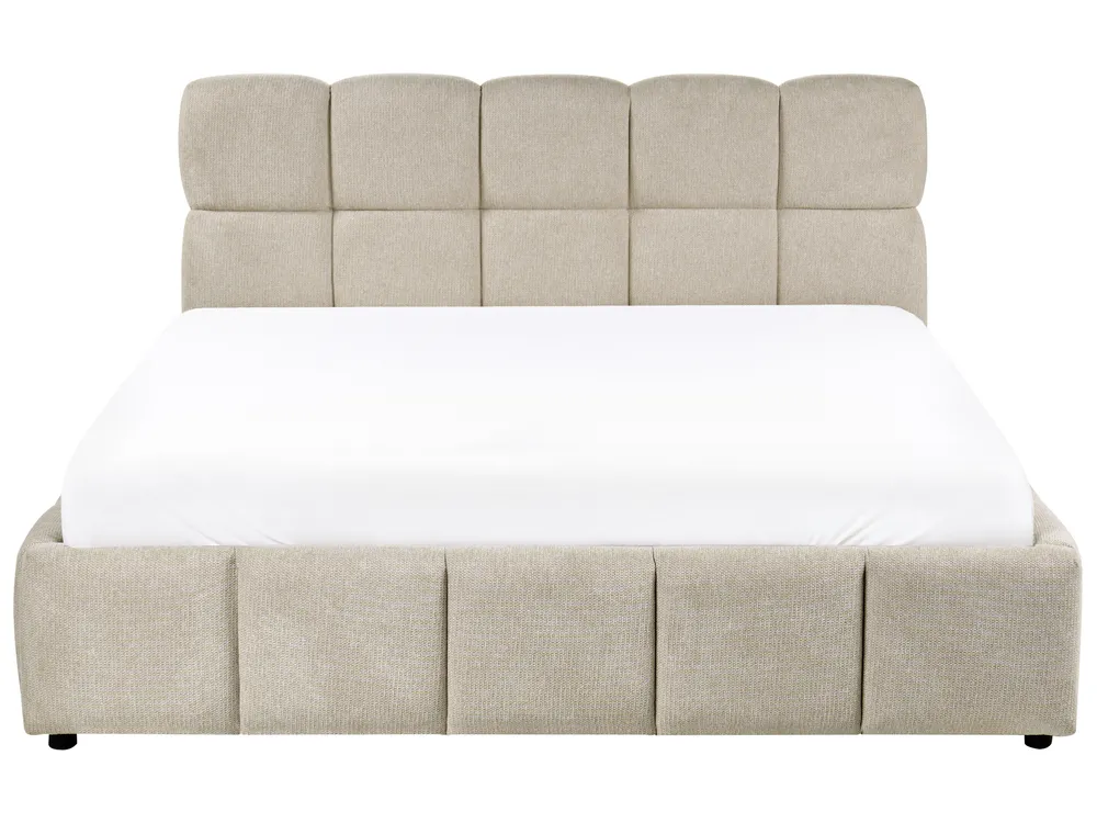 Ottoman Bed NOYON Fabric Taupe 160 x 200 cm (EU King Size)_1056079