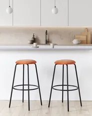 Set of 2 Bar Stools MORTON Velvet Orange_916005