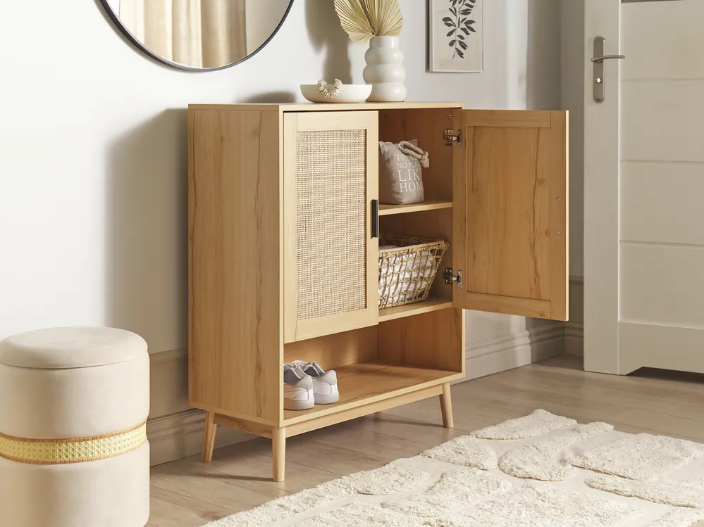 Shoe Storage Cabinet PEROTE Rattan Light Brown_916353