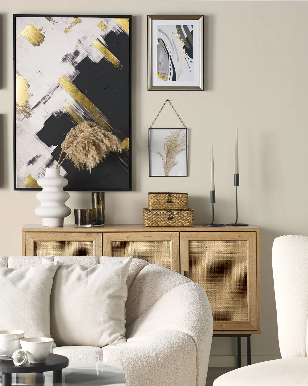 Framed Wall Print HIDMO 30 x 40 cm Abstract Motif Grey