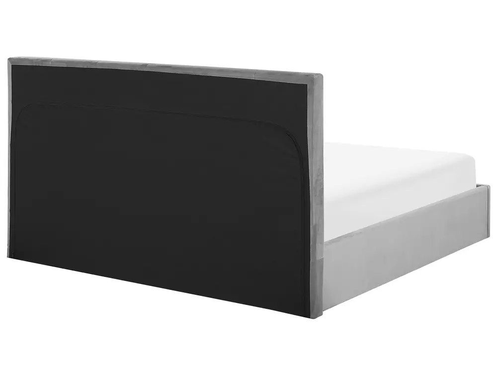 Ottoman Bed LORIENT Velvet Light Grey 160 x 200 cm (EU King Size)_827080