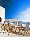 Puutarhatuolisetti pehmusteilla 6 kpl JAVA Akaasia Sininen