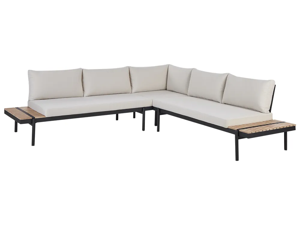 Garden Corner Sofa with Table 5 Seater BELLARIVA Eucalyptus Wood Off-White_933660