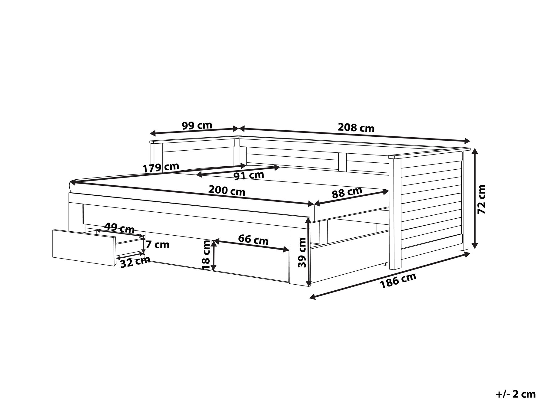 Bed with Storage Drawers Wood CAHORS 90 x 200 cm (EU Single) White_786172