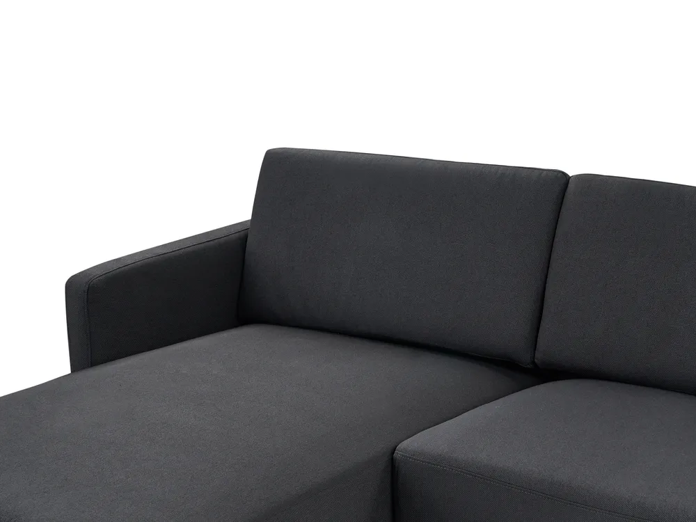 Corner Sofa 2 Seater BREDA Fabric Black Right Hand_946102