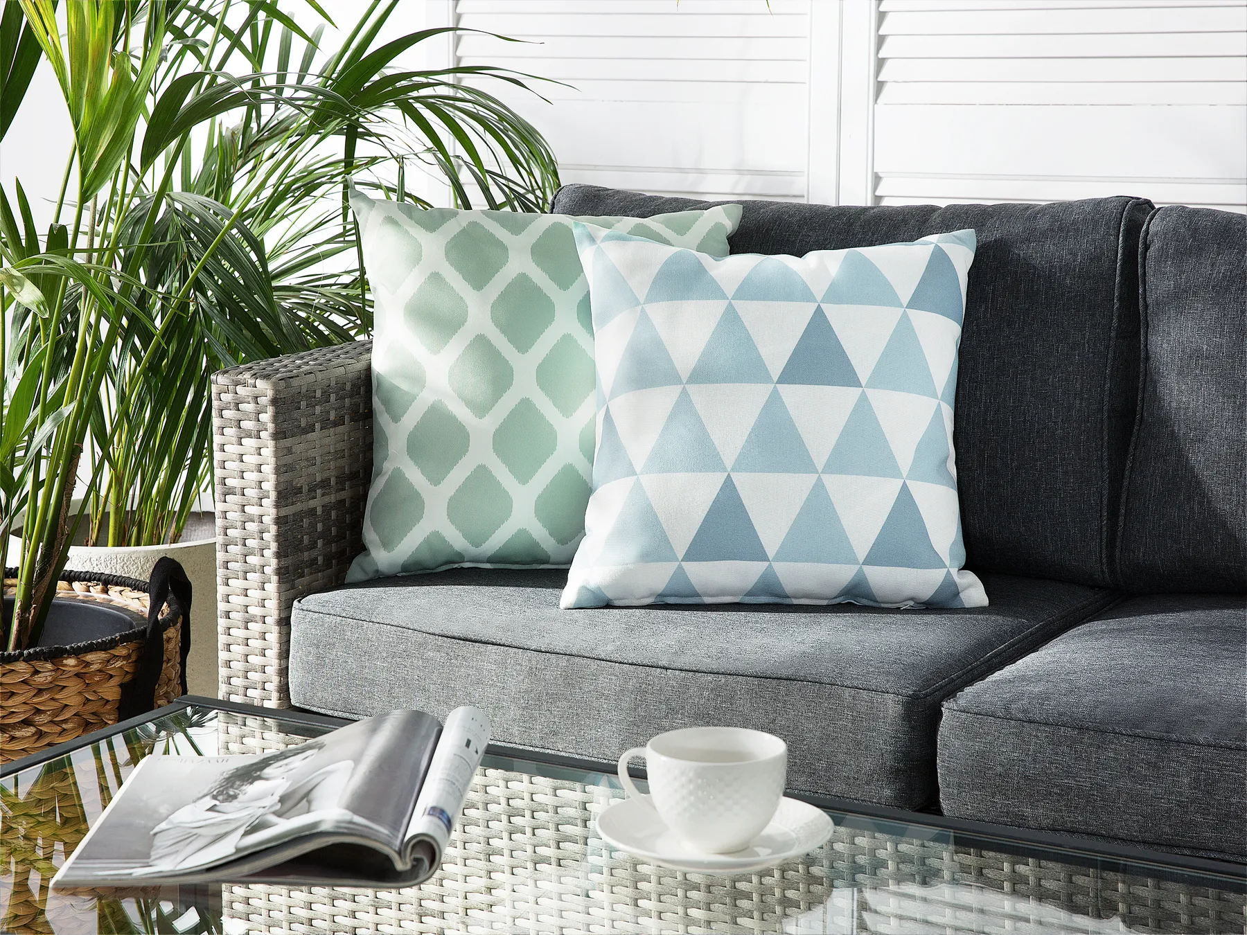 Throw Cushion KALAMOS Geometric Pattern 40 x 40 cm Mint Green_753786