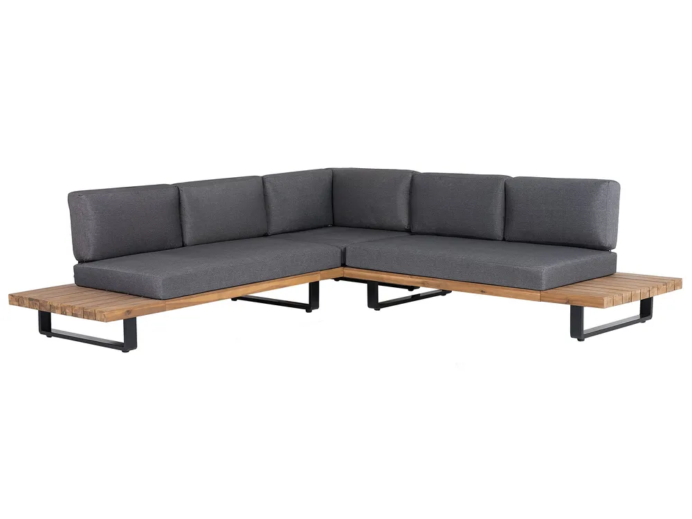 Garden Corner Sofa with Table 5 Seater MYKONOS Certified Acacia Wood Dark Grey Right Hand_737843