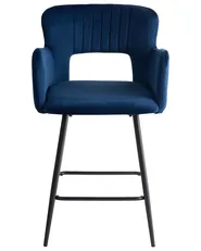 Set of 2 Bar Chairs SANILAC Velvet Navy Blue_1038757
