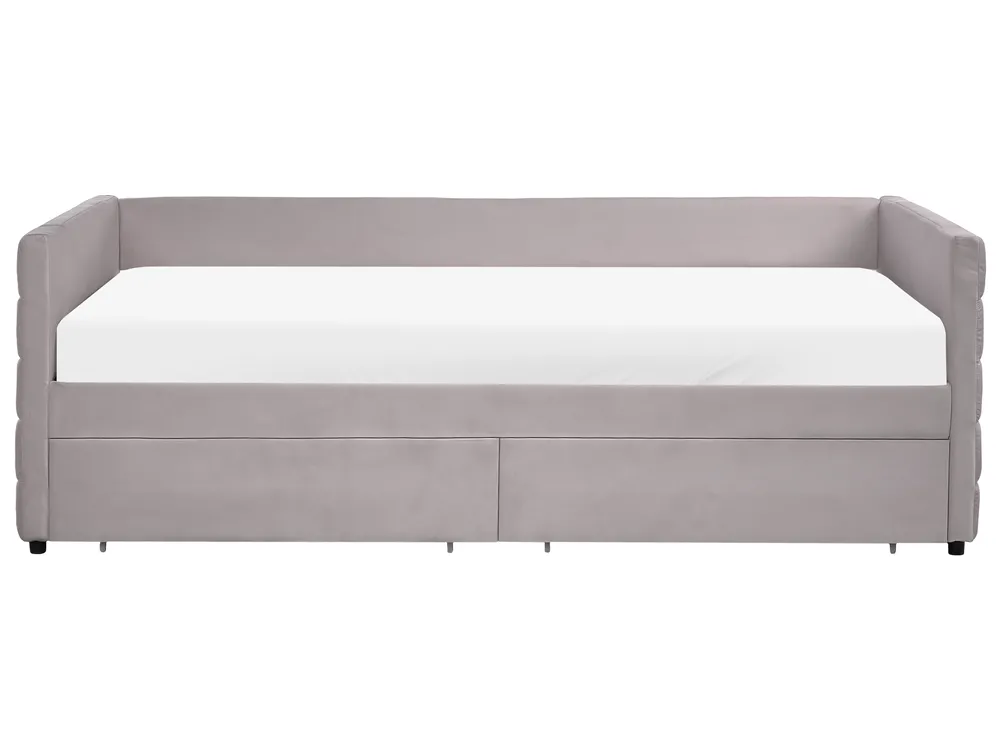 Dagbädd med förvaring MARRAY Sammet Ljusgrå 90 x 200 cm_1069218