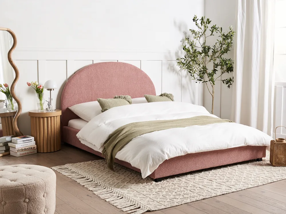 Waterbed Boucle VAUCLUSE 140 x 200 cm (EU Double) Pastel Pink