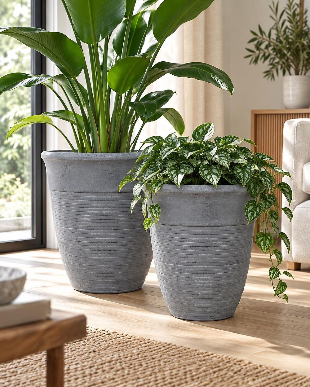 Kukkaruukkusetti 2 kpl KATALIMA 43 cm Harmaa