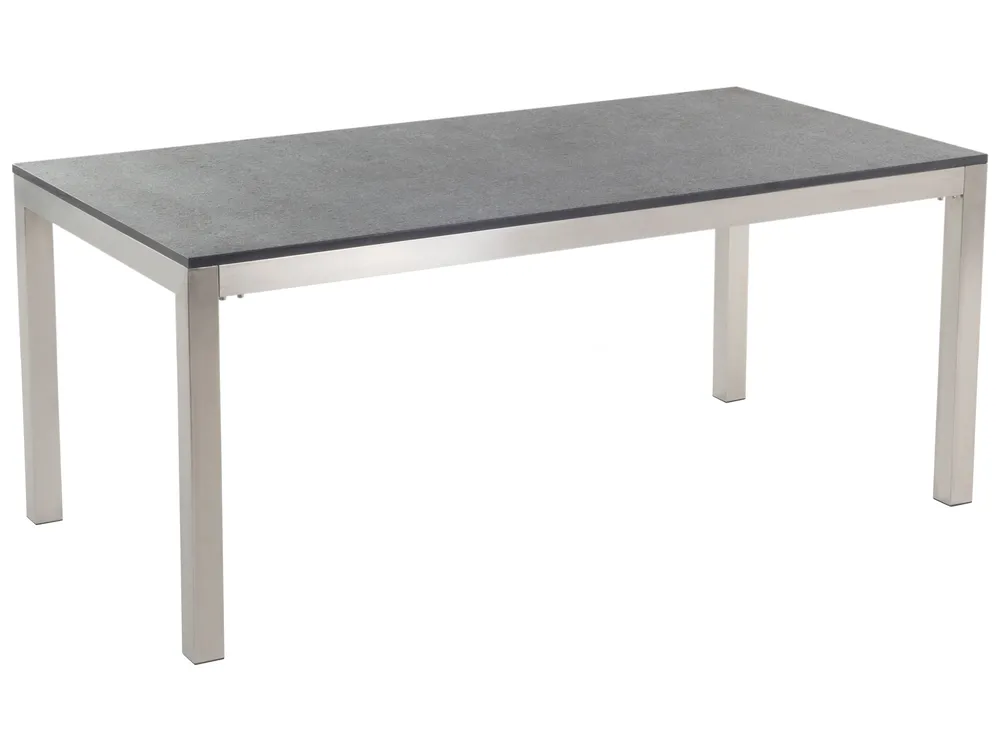 Trädgårdsmatgrupp 6-sits GROSSETO Granit Flammad Svart/ Beige_434025
