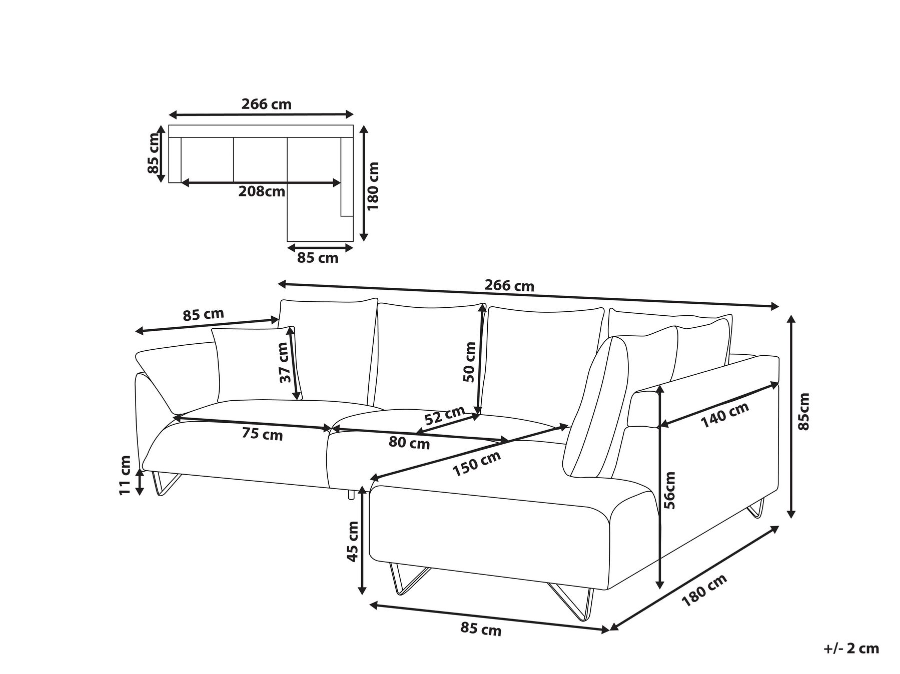 Corner Sofa 4 Seater LUNNER Corduroy Grey Left Hand_784999