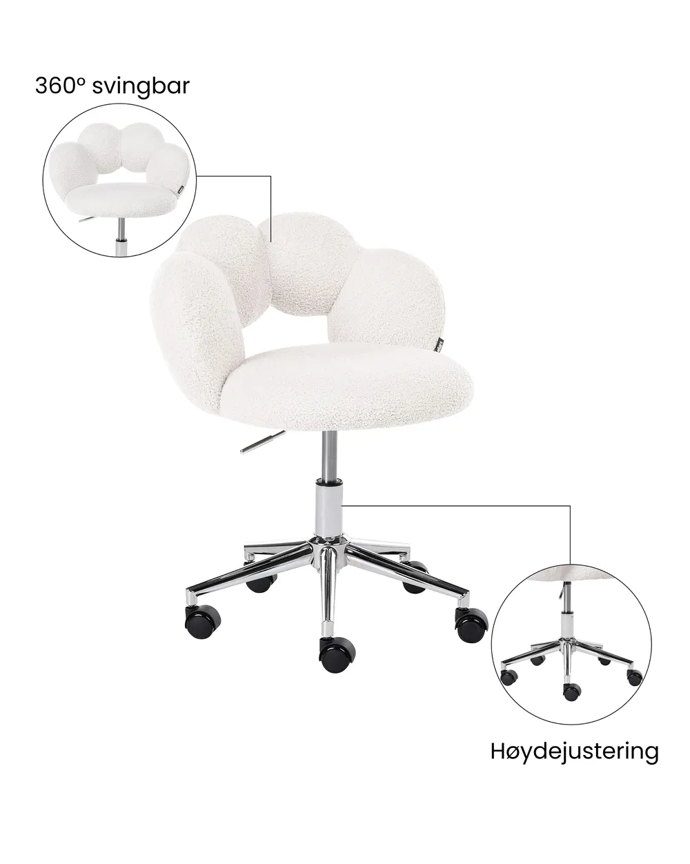 Kontorstol WHIZZY Bouclé Hvit_1065426