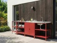 4 Piece Outdoor Kitchen Set with Sink VILAMA Red Metal_1052240