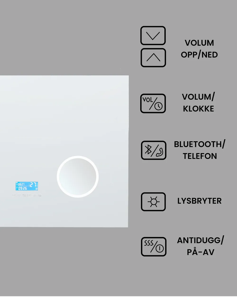LED-baderomsspeil MONTARON 80 cm 60 cm Sølv_940482