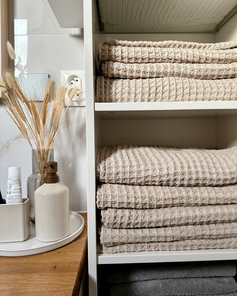 Set med 9 handdukar AREORA Bomull Beige_872902