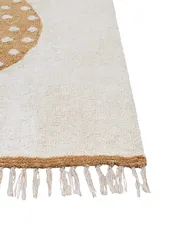 Barnmatta KHIDARI Senapsgul Off-White 140 x 200 cm Bomull_908016