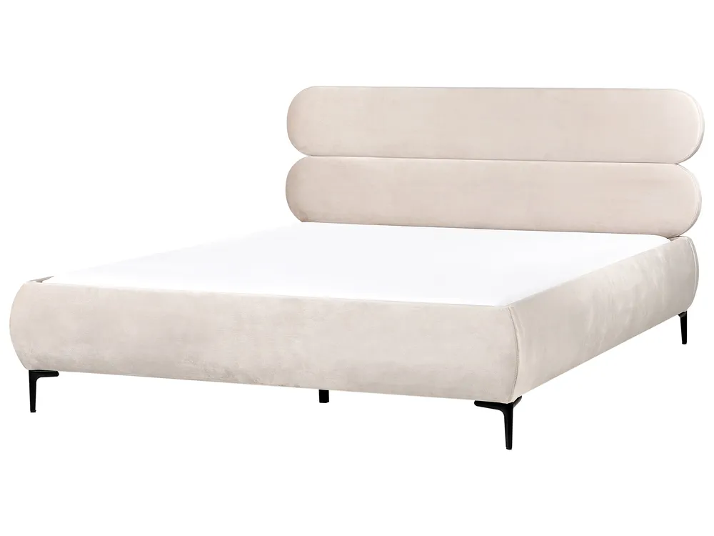 Bed Velvet LESSAY 180 x 200 cm (EU Super King) Light Beige