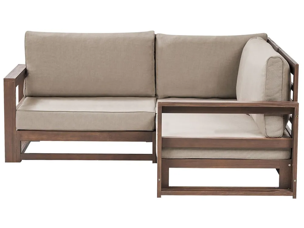 Garden Corner Sofa 2 Seater TIMOR Modular Certified Acacia Wood Dark Brown