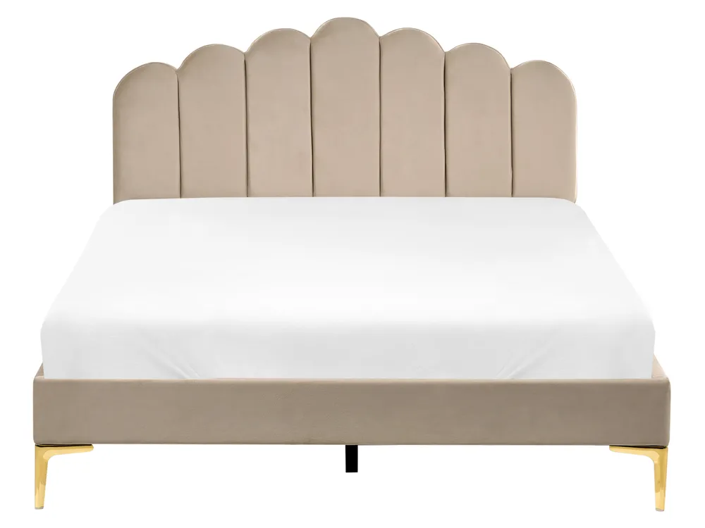 Bed Velvet SAUVIAN 160 x 200 cm (EU King Size) Taupe_1014551