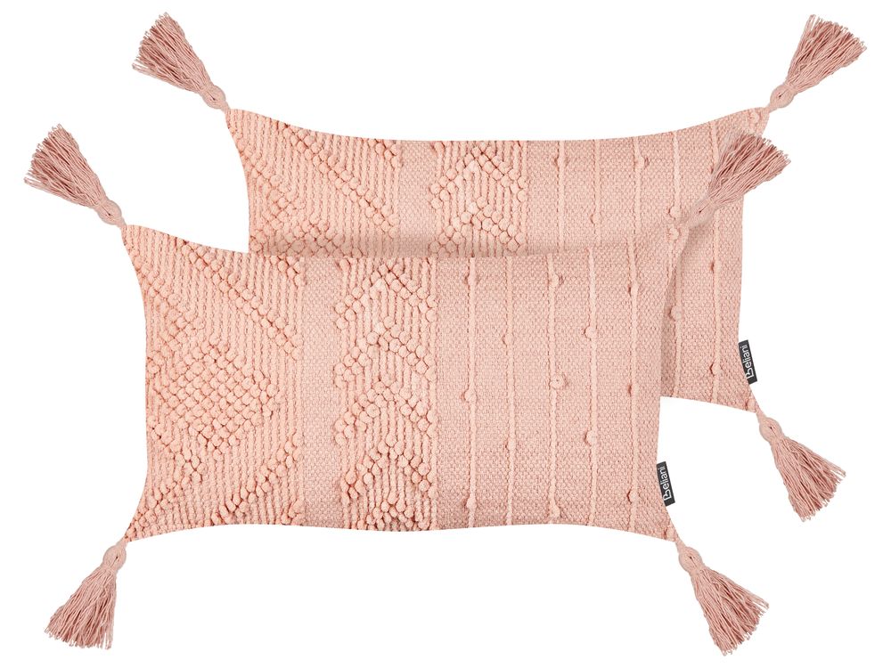 Koristetyynysetti 2 kpl VALVARIA 30 x 50 cm Puuvilla Persikka Siksak-kuvio