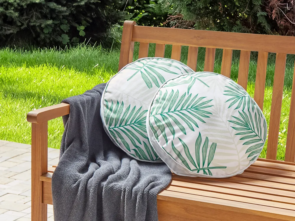 Set of 2 Outdoor Cushions POGGIO Plant Pattern 40 x 40 cm Green