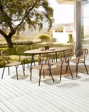 Set med 8 stolar PRATELLO Konstrotting Naturlig_867997
