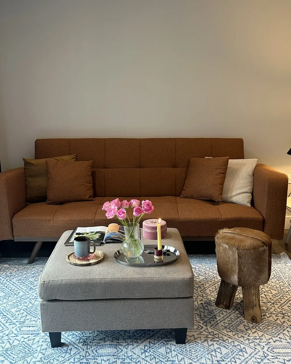 Sofa Bed 3 Seater HJULBY Golden Brown_1103781