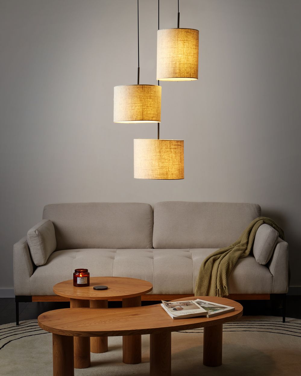 Pendellampa PARGUAZA Linne Ljusbeige
