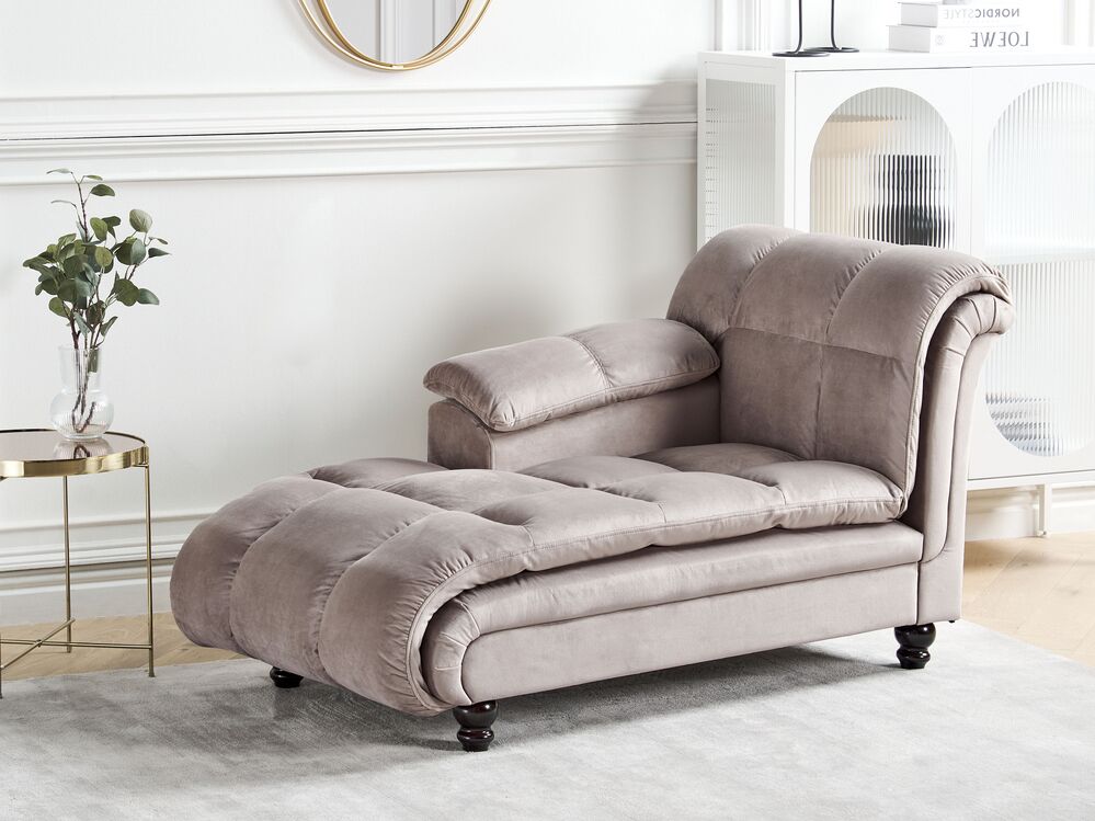 Right-Hand Chaise Longue LORMONT Fabric Taupe