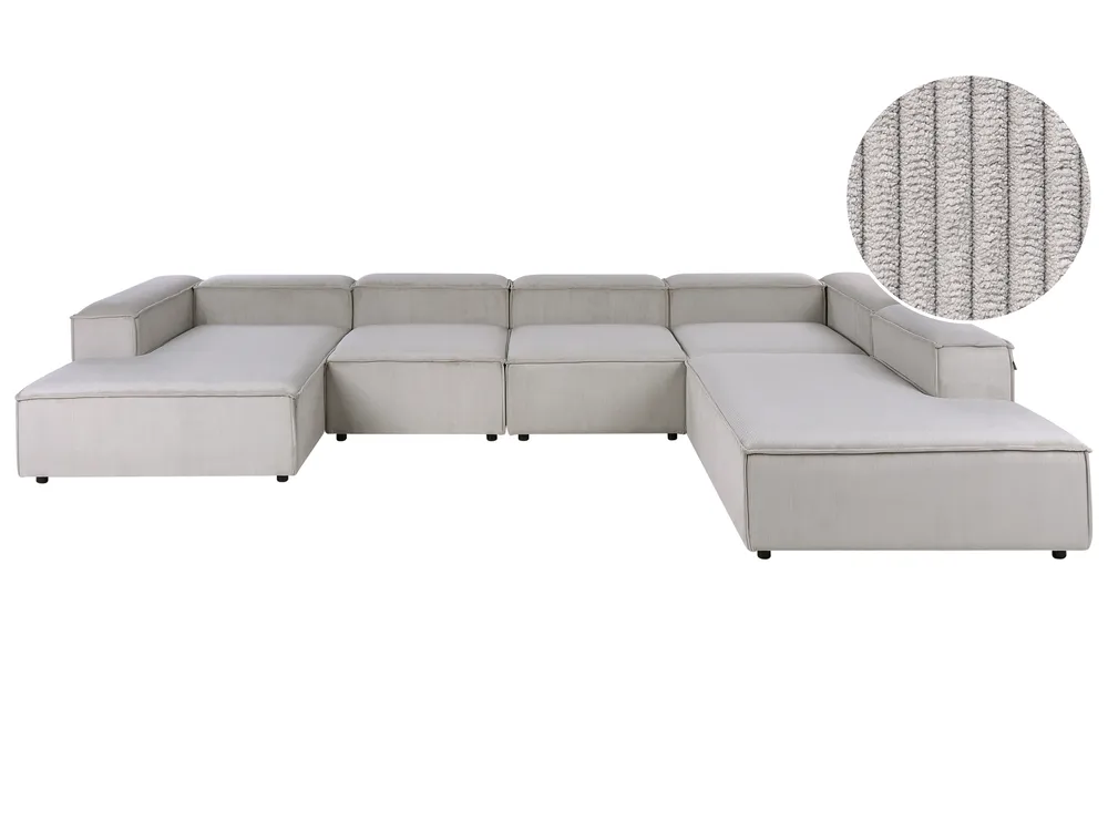 Modular Corner Sofa 5 Seater ARDAL Corduroy Taupe Left Hand