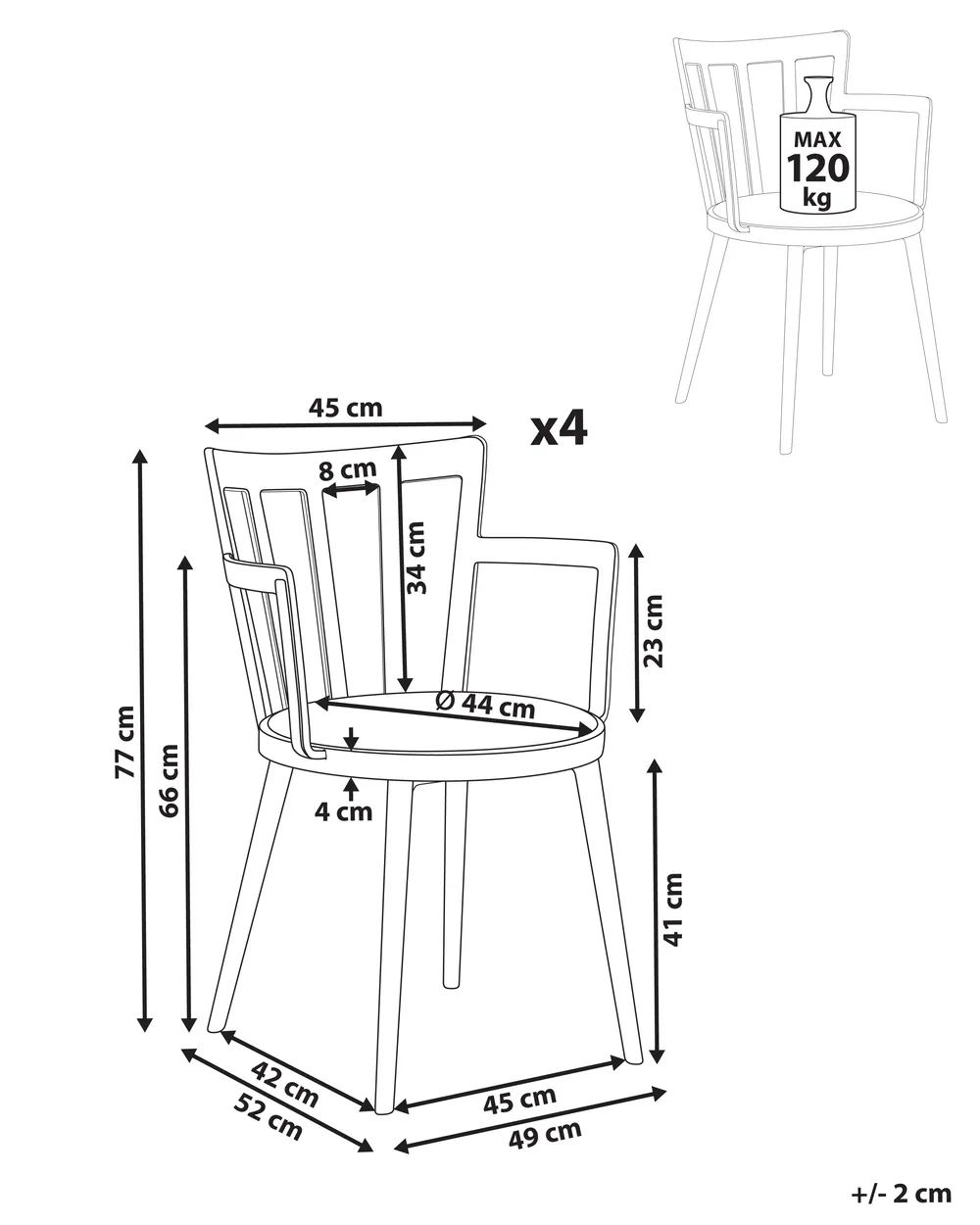 Set of 4 Dining Chairs MORILL White_876341