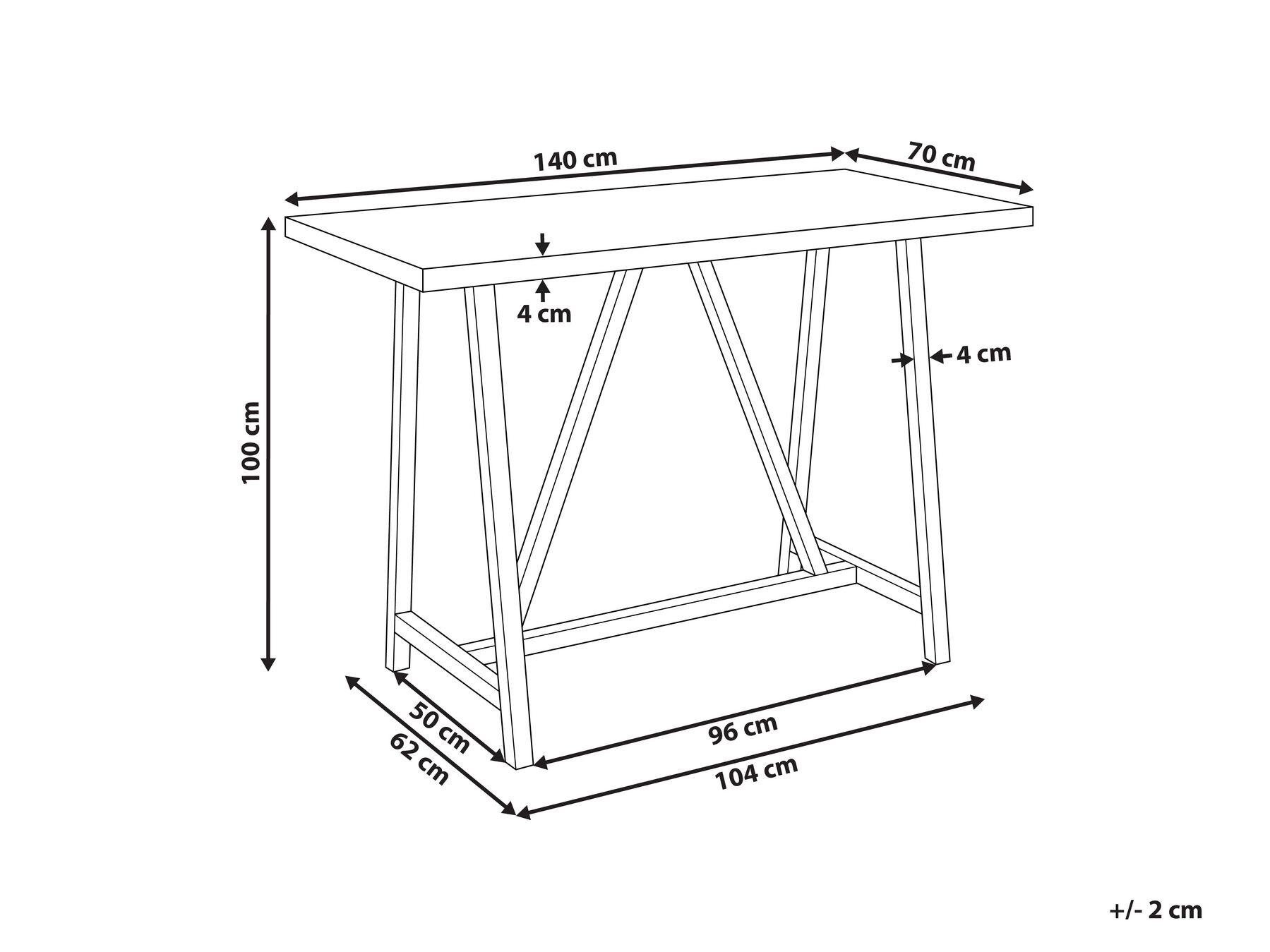 Garden Bar Table TALAMONE 140 cm 70 cm Grey_932219