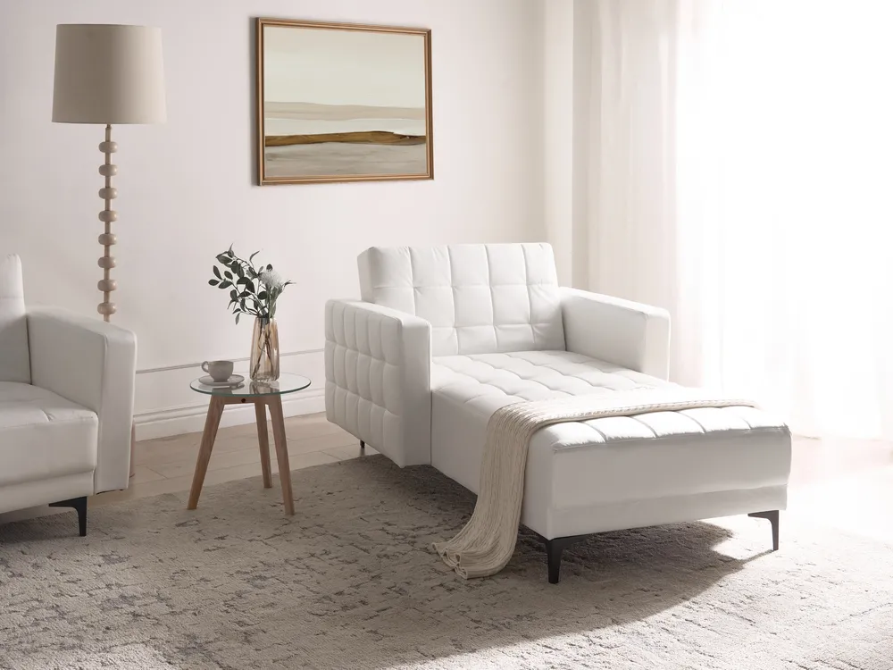 Chaise Longue ABERDEEN Faux Leather White