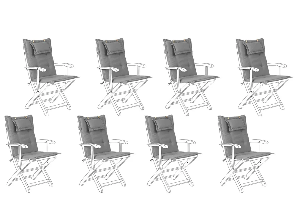 Set of 8 Back/Seat Cushions MAUI 40 x 54 cm Grey