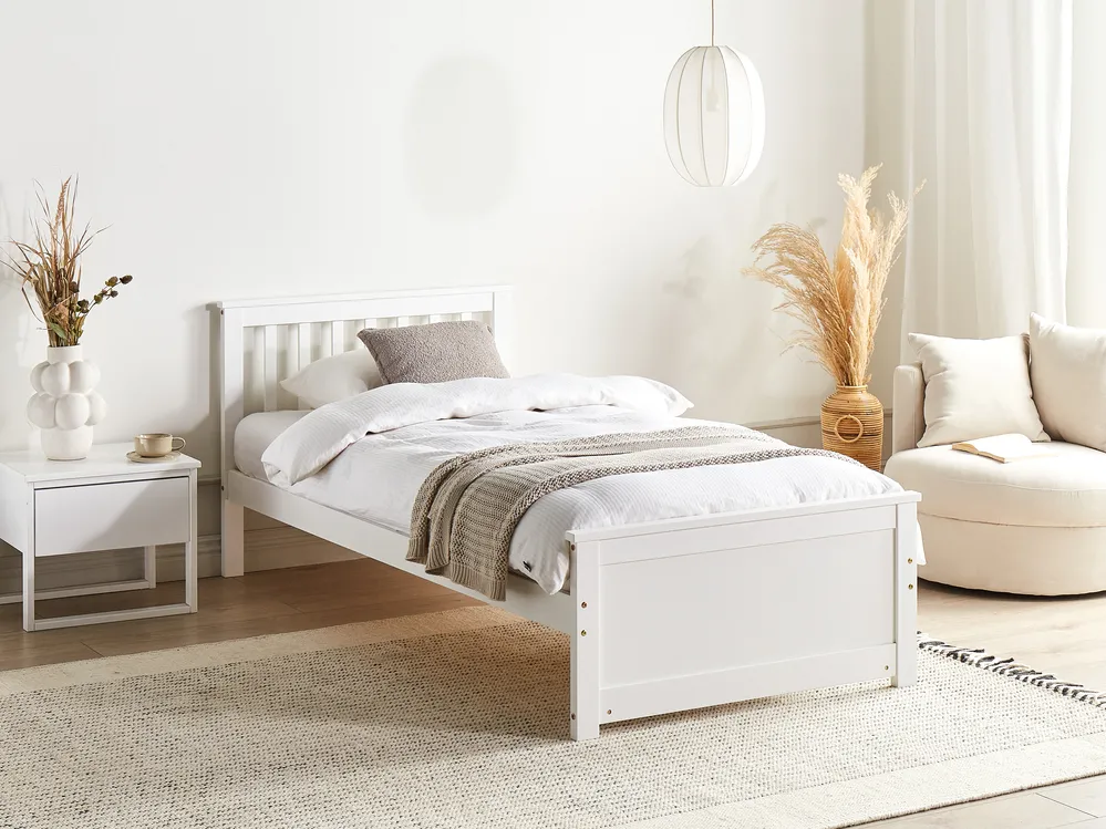 Bed Pine Wood OLENDON 90 x 200 cm (EU Single) White_954536