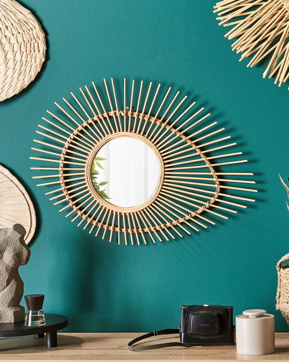 Wall Mirror BARIO 63 cm 45 cm Bamboo Natural