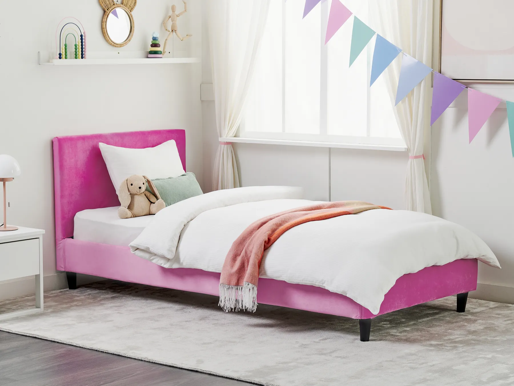 Bed Frame Cover Velvet FITOU 90 x 200 cm Fuchsia Pink_875393