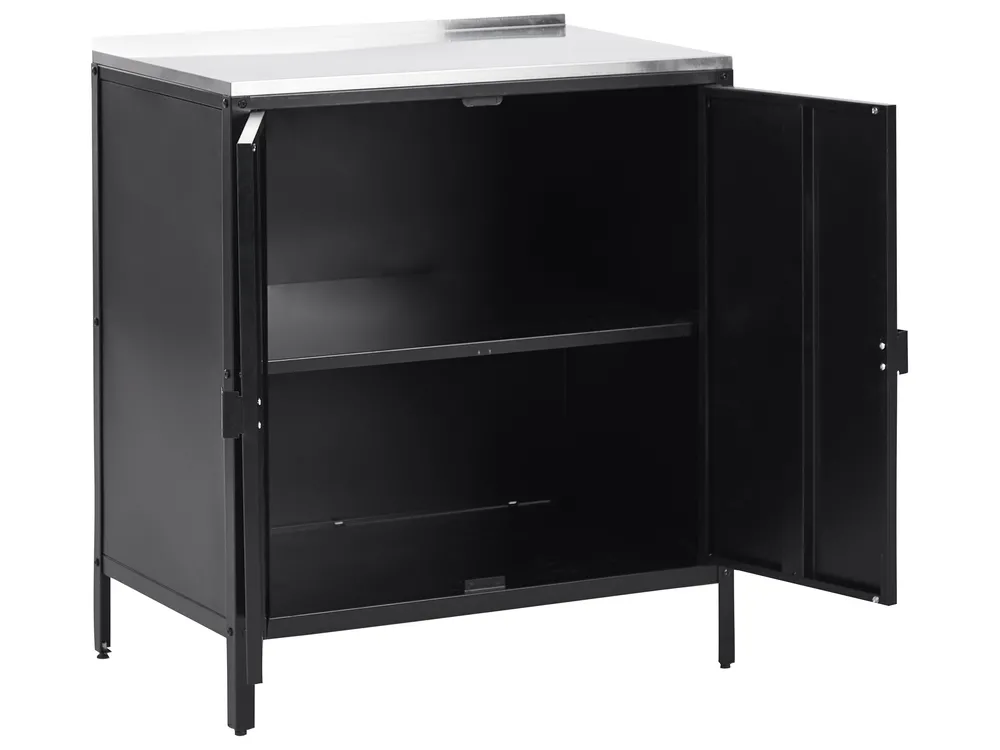 Outdoor Kitchen Cabinet VILAMA Black Metal_872179